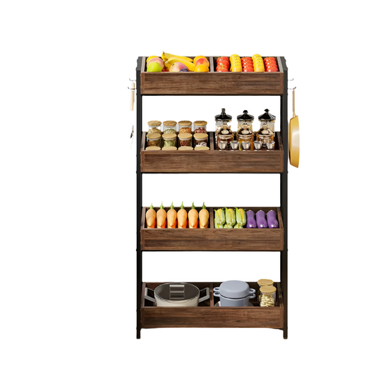4-Tier Wood Snack Rack Basket - Vintage Brown