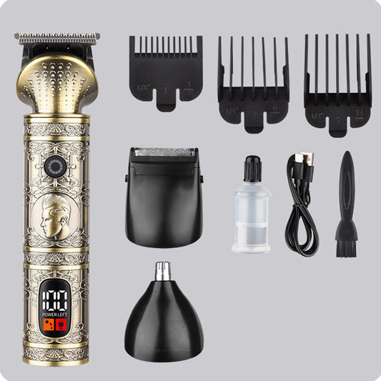 Vintage Electric Hair Trimmer & Multi-Grooming Kit with Precision Attachments