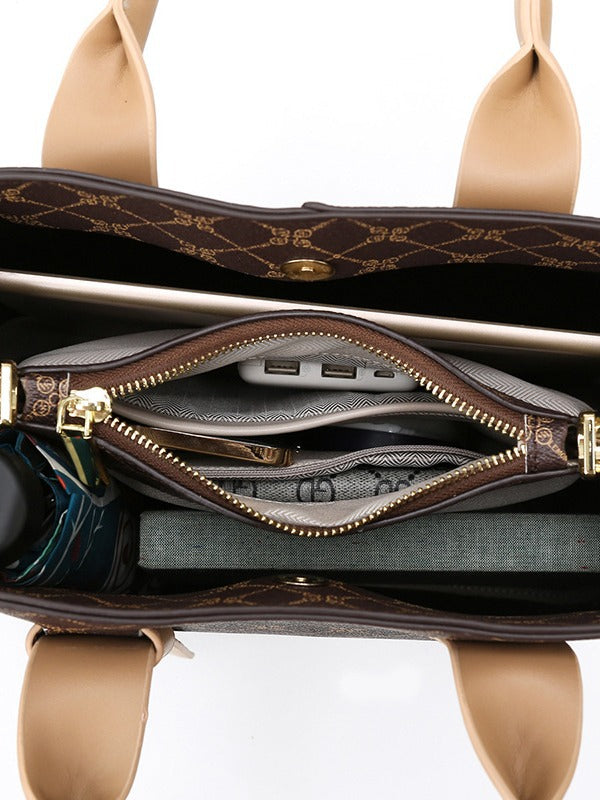 Beige And Brown Retro Handbag