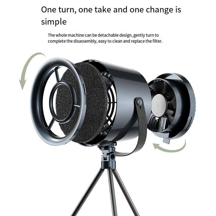 Portable Retro-Style Desktop Air Purifier with Stand - White