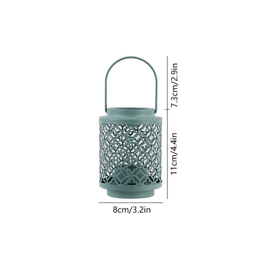 Vintage Style Iron Candle Lantern - Green