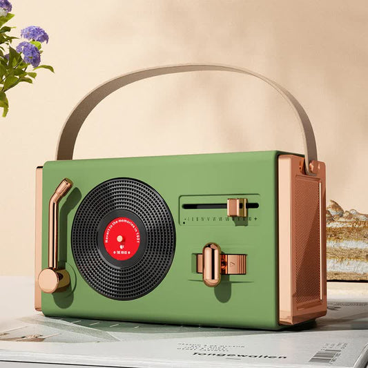 Retro Record Player Style Wireless Bluetooth Speaker - Green