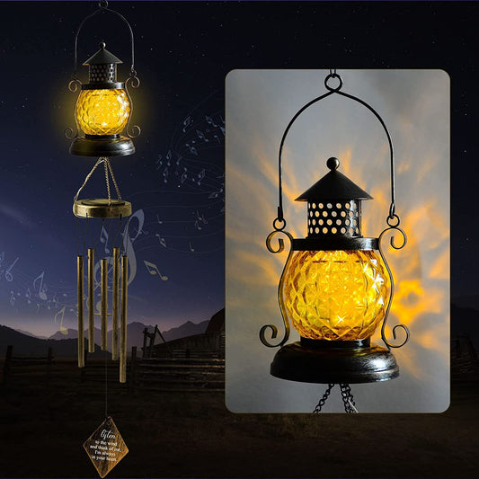 Vintage Solar Pineapple Wind Chime Light