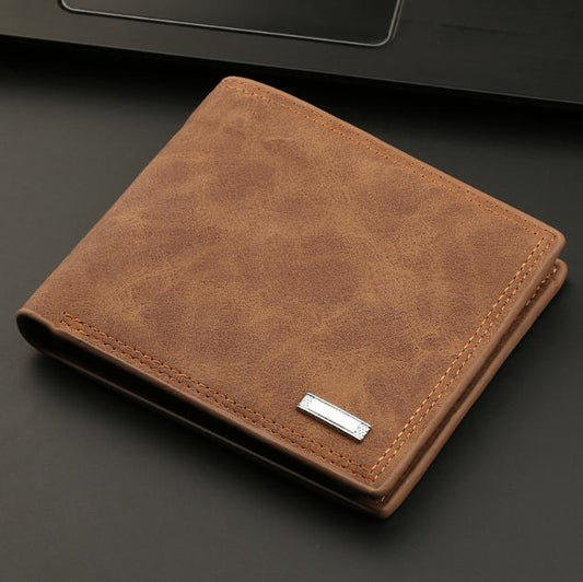 2-Piece Men's Vintage Style Bifold Wallet - Brown