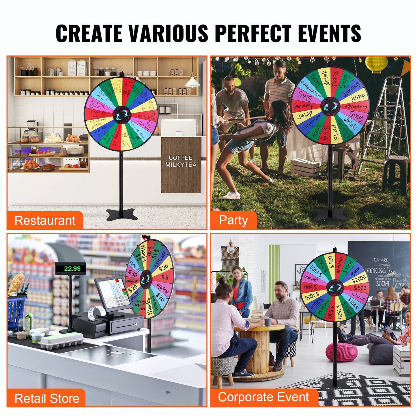 Vevor Spinning Prize Wheel with Dry Erase