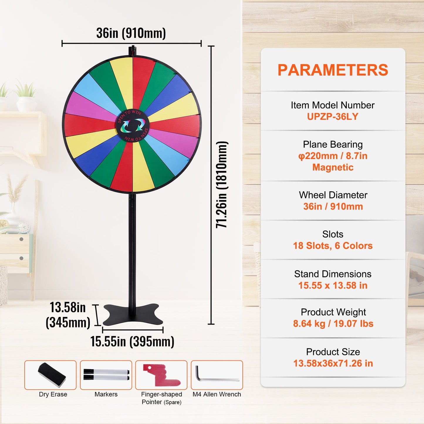 Vevor Spinning Prize Wheel with Dry Erase