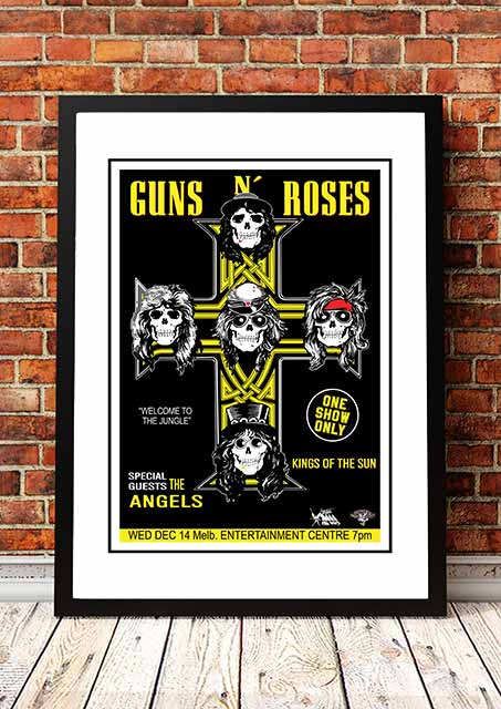 Guns N' Roses 'Melbourne Entertainment Centre' Melbourne, Australian Tour Poster 1988 - Framed A1