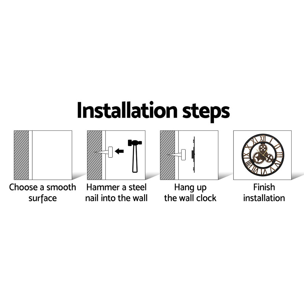 Artiss Wall Clock Large Retro Roman Numerals - Brown